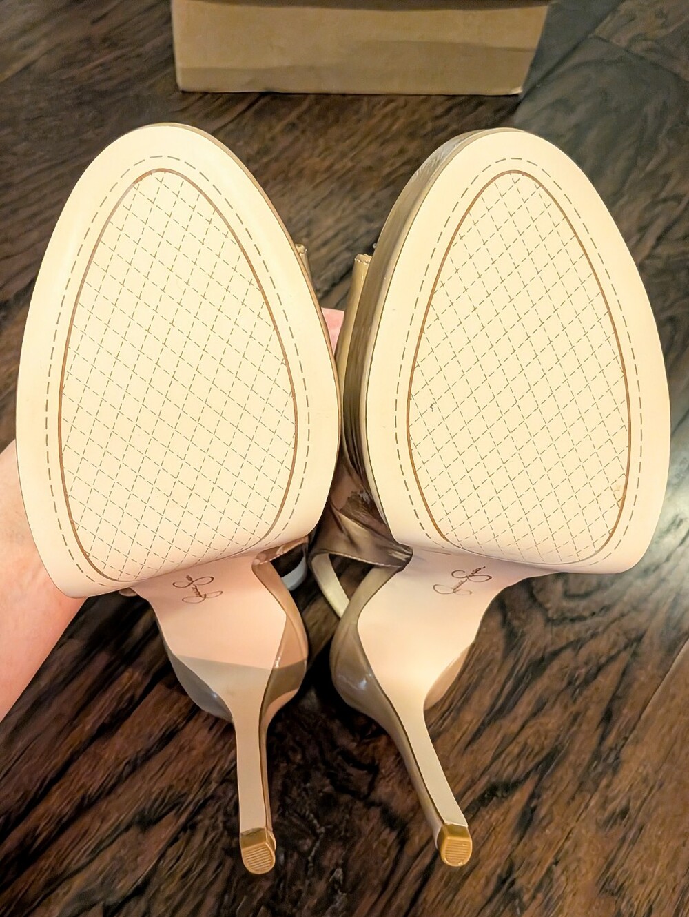 Never Worn Jessica Simpson Beige Peep-Toe Slingback Platform Heels - Picture 7 of 9